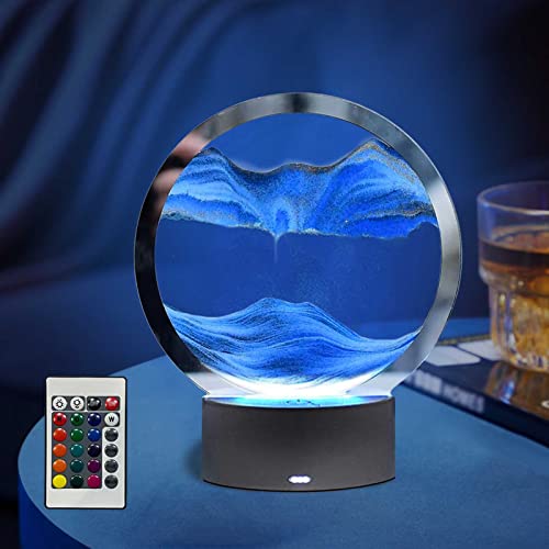 LZH FILTER 3D Moving Sand Creative Art Liquid Tischlampe, RGB-Farbwechsel-Sandmalerei-Nachtlicht, 3D-Sanduhr-Tiefsee-Treibsand-Lampe, für Living Home Desktop Dekoration von LZH FILTER