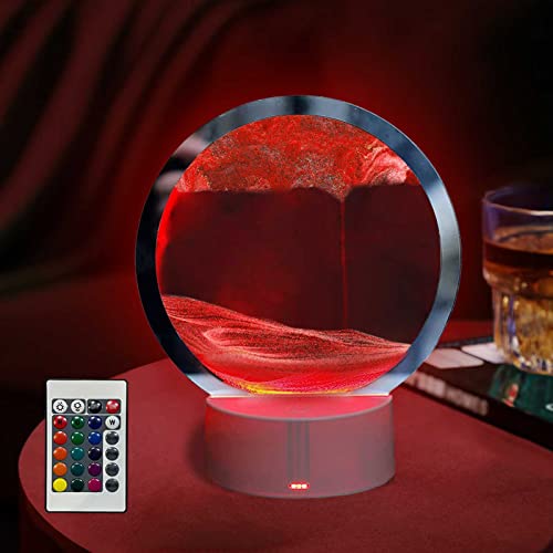 LZH FILTER 3D Moving Sand Creative Art Liquid Tischlampe, RGB-Farbwechsel-Sandmalerei-Nachtlicht, 3D-Sanduhr-Tiefsee-Treibsand-Lampe, für Living Home Desktop Dekoration von LZH FILTER