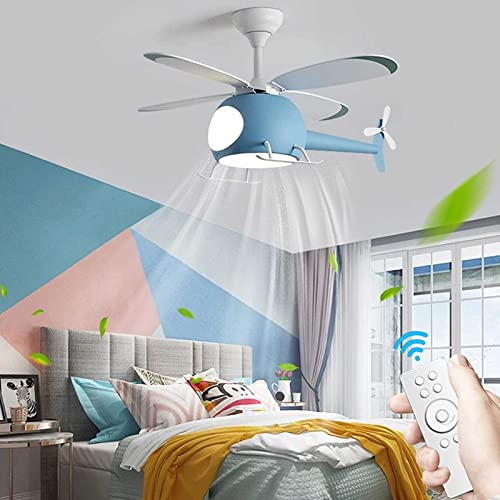 LZH FILTER 40W Kinder Deckenventilator Licht, LED-Helikopter-Deckenleuchten, 6 Gänge Einstellbare Windgeschwindigkeit mit Fernbedienung, Positiver und Negativer Winter- und Sommerfächer von LZH FILTER