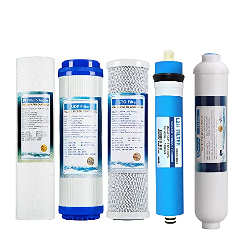LZH FILTER 5 Stufen Umkehrosmose Filter mit 75 GPD Membran Wasserfilter für alkalisches Umkehrosmose Wasserfiltersystem von LZH FILTER