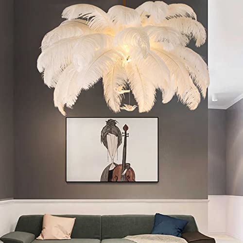 LZH FILTER Weißer Feder Leuchter, Romantischer Droplight-Lampenschirm, Nordic Feather Hängeleuchte, Kronleuchter Leuchte, für Wohnzimmer Esszimmer Schlafzimmer von LZH FILTER