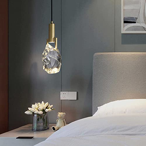 Moderne Pendelleuchte im Nachttisch, Nordic Light Luxus Kristall Kleiner Kronleuchter, Deckenpendelleuchten, für Schlafzimmer GU10 LED Birne von LZH FILTER