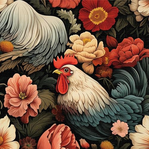 LZH-LP Selbstklebende Tapete, 44x300CM mit cremefarbenem, rotem Hahn und floralem Muster, abziehbare, dunkle, nahtlose Tapete, dekorative Folie für Wandtattoos LZH-LP Selbstklebende Tapete, 44x300CM mit cremefarbenem, rotem Hahn und floralem Muster, abziehbare, dunkle, nahtlose Tapete, dekorative Folie für Wandtattoos von LZH-LP