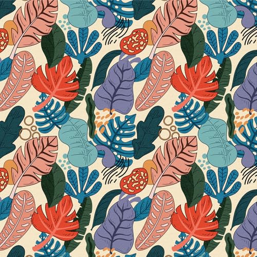 LZH-LP Selbstklebende Tapete Tropische Palmblätter Gewebt Abzieh- und Aufkleberkontaktpapier, 44x300CM Mehrfarbige Entfernbar Tapete Dekorativer Film von LZH-LP