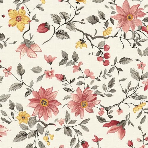 Selbstklebende Tapete mit floralem, nahtlosem Vintage-Blumenmuster, 44x600CM abziehbares und aufklebbares Kontaktpapier, Blattmuster, abnehmbare Tapete, dekorative Folie für Wandschränke und Möbel Selbstklebende Tapete mit floralem, nahtlosem Vintage-Blumenmuster, 44x600CM abziehbares und aufklebbares Kontaktpapier, Blattmuster, abnehmbare Tapete, dekorative Folie für Wandschränke und Möbel von LZH-LP