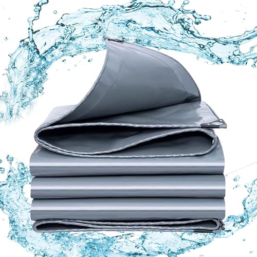 Abdeckplane aus LKW Planenstoff 1.5x3.5 m 500g/m² Schutzplane Bootsplane Holzplane Plane mit Ösen für Poll Gartenmöbel Trampolin Auto wasserdicht reißfest wasserfest LXX94W, Grau von LZHBD