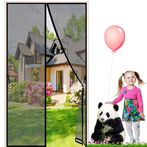 LZHBD Fliegengitter Tür Magnet, 105x205 cm Insektenschutz Balkontür, Fliegengitter Balkontür, Magnetvorhang Ohne Bohren, Mückenschutz, Genießen Sie den Sommer, Schwarz, Neuste Version von LZHBD