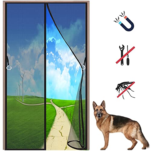 LZHBD Magnet Fliegengitter Tür - 70x220 cm - Insektenschutz Moskitonetz Magnetischer Luft kann frei Strömen Magnet Vorhang Fliegenvorhang Full Frame für Balkontür - Schwarz von LZHBD