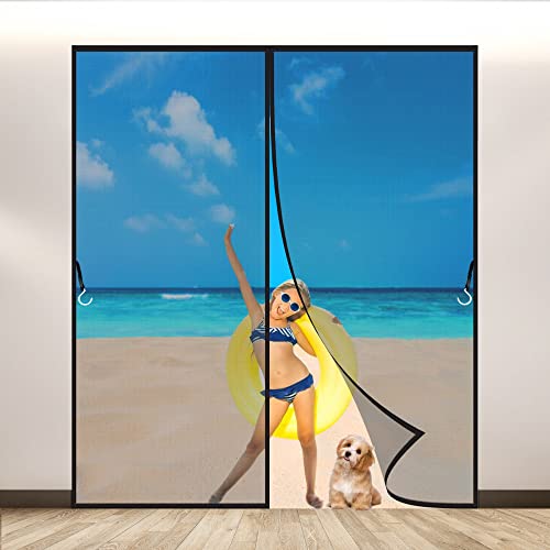 LZHBD Magnet Fliegengitter Tür Insektenschutz, 100x210 cm Durable Magnetischer Fliegenvorhang Moskitonetz Automatisches Schließen Insektenschutz, Schwarz, Neuste Version von LZHBD