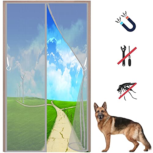 Magnet Türvorhang - Türvorhang - 170x210 cm - Hausisolierung für Balkontür Terrassentür Super Ideal für Geburtstag Weihnachtskritzeleien Ohne Bohren - Grau von LZHBD