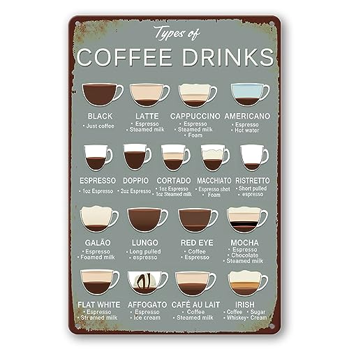 LZHQMI Kaffeeschild Blechschild Wanddekoration - Kaffeegetränke Schild - Retro - Brown - Metall - 20.32 x 30.48 cm von LZHQMI