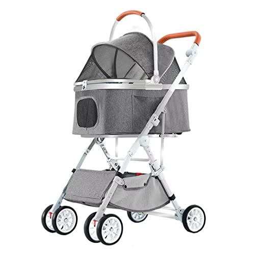 LZHUYE Hundekinderwagen, Abnehmbarer Haustier-Trolley-Buggy, 3-in-1-Hundebuggy für tragbare Hundetasche/Autositzkorb, Universal-Haustier-Kinderwagen für Katzen und Hunde mit Verstellbarer Markise, von LZHUYE