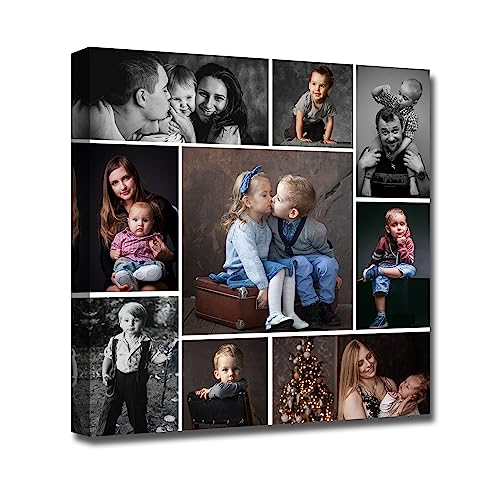 LZIMU Benutzerdefinierte Fotocollage Laden Sie Ihre Fotos hoch individueller Leinwand Kunstdruck mit Ihren Fotos personalisierte Fotos für die Wand (Bild-9,25x25cm) von LZIMU