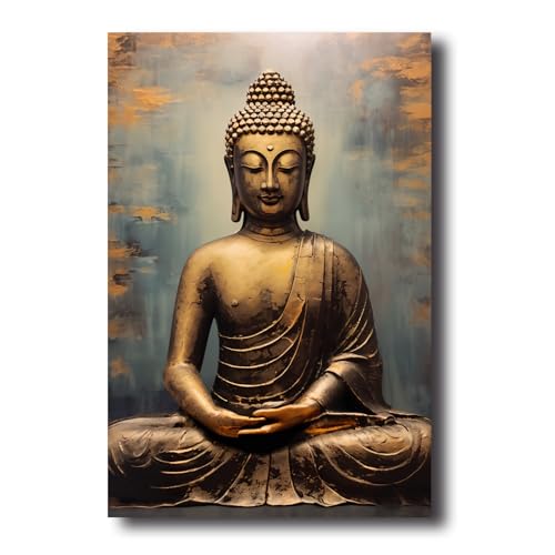 LZIMU Buddha Leinwand Bilder Buddha Statue Gemälde Drucke Zen Bilder buddhistisches spirituelles Kunstwerk für Yoga Spa Meditationsraum Gerahmt (Bild-2, (60.00 x 90.00 cms)) von LZIMU