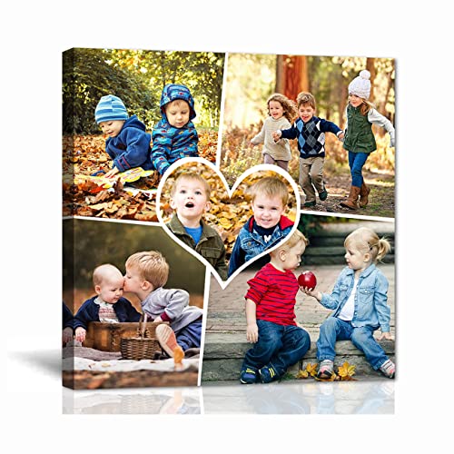 LZIMU Collage Foto Custom Leinwanddruck mit Ihren Fotos Personalisierte Leinwand Poster Personalisierte Collage Bild Leinwand für Heimdekoration(Collagenbild-10(25.00 x 25.00 cms)) von LZIMU