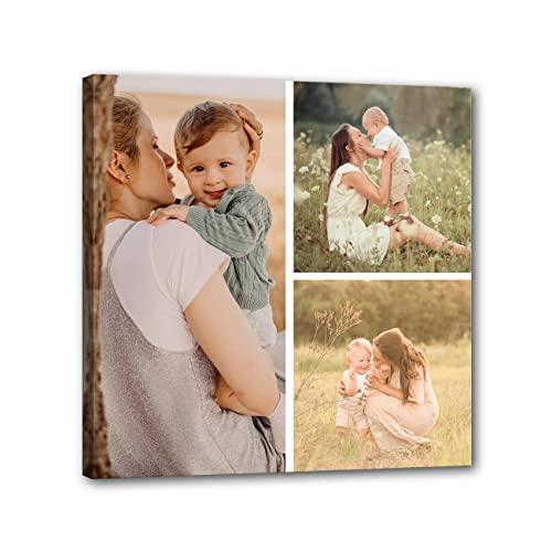 LZIMU Collage Foto Custom Leinwanddruck mit Ihren Fotos Personalisierte Leinwand Poster Personalisierte Collage Bild Leinwand für Heimdekoration(Collagenbild-2(25.00 x 25.00 cms)) von LZIMU