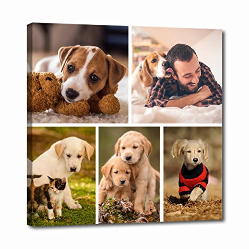 LZIMU Collage Foto Custom Leinwanddruck mit Ihren Fotos Personalisierte Leinwand Poster Personalisierte Collage Bild Leinwand für Heimdekoration(Collagenbild-4(25.00 x 25.00 cms)) von LZIMU