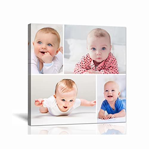 LZIMU Collage Foto Custom Leinwanddruck mit Ihren Fotos Personalisierte Leinwand Poster Personalisierte Collage Bild Leinwand für Heimdekoration(Collagenbild-7(25.00 x 25.00 cms)) von LZIMU