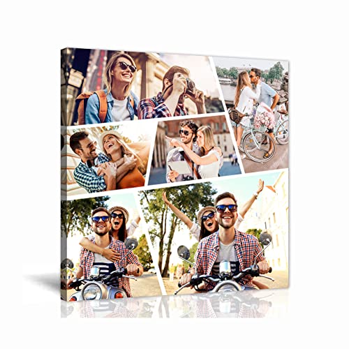 LZIMU Collage Foto Custom Leinwanddruck mit Ihren Fotos Personalisierte Leinwand Poster Personalisierte Collage Bild Leinwand für Heimdekoration(Collagenbild-9(30.00 x 30.00 cms)) von LZIMU