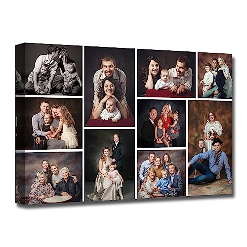 LZIMU Collage Leinwanddrucke mit Ihren Fotos individuelle Collage mit mehreren Bildern Wanddekoration personalisierte Collage Bild Leinwand mit Rahmen (Bild-14,20x30cm) von LZIMU