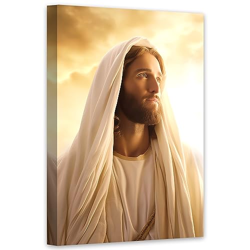 LZIMU Jesus Bild auf Leinwand Gott Portrait Leinwand Bild christliches Kunstwerk für spirituelles Gebet Zimmer Schlafzimmer Wanddekoration Gerahmt (1, 28.00x35.00cms) von LZIMU