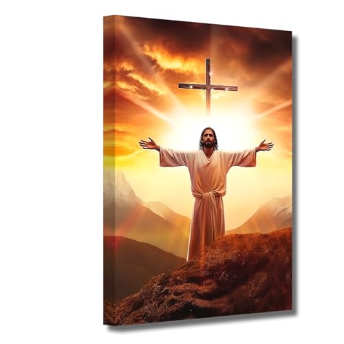 LZIMU Jesus Christus Bild auf Leinwand Gottporträt Leinwanddrucke abstraktes christliches Kunstwerk Wanddekoration spirituelle Geschenke Gerahmt (28x35cm) von LZIMU