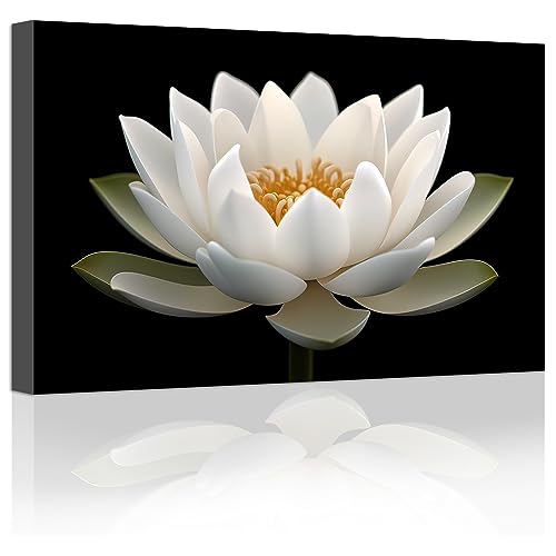 LZIMU Zen Bild auf Leinwand Lotusblumen Seerosen Leinwandbild Spa Kunstwerk für Yoga Studio Meditation spiritueller Raum Gerahmt (2, 40.00x60.00cms) von LZIMU