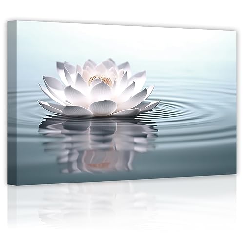 LZIMU Zen Bild auf Leinwand Lotusblumen auf Wasser Seerosen Leinwandbild Spa Kunstwerk für Yoga Studio Meditation spiritueller Raum Gerahmt (2, 40.00x60.00cms) von LZIMU