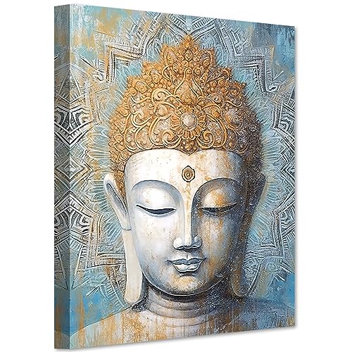 LZIMU Zen Buddha Bild auf Leinwand Mandala Blumenblüten Leinwandbild für Spa Yoga Meditation spiritueller Raum Gerahmt (1, 30.00x45.00cms) von LZIMU