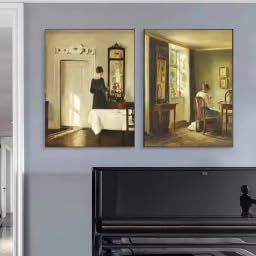 LZJAGXX Gemälde auf Leinwand, Poster, Wandkunst, Vintage, antike viktorianische Damendrucke, Galeriekunst, Bild, Wohnzimmer, Heimdekoration (30 x 40 cm x 2/Innenrahmen) von LZJAGXX