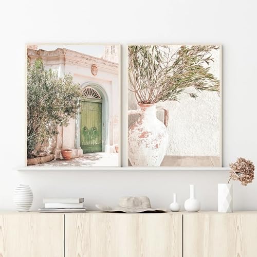 LZJAGXX Landschaftsfotografie-Bilder, Druck auf Leinwand, Gemälde, mediterrane Wandkunst, Drucke, nordisches Dekor im skandinavischen Stil, 50 x 70 cm x 2, rahmenlos von LZJAGXX