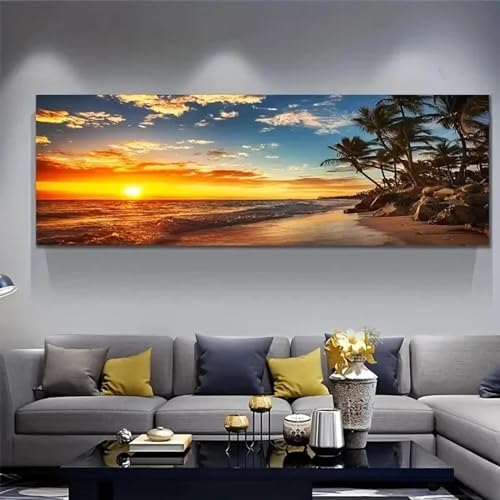 LZJAGXX Leinwandbild, Motiv: Strand-Sonnenuntergang-Landschaft, Gemälde, Poster, Palmen, Wandkunst, Poster, nordischer Stil, Kunstdekor, Wohnzimmer, Bürodekor, 40 x 120 cm, rahmenlos LZJAGXX Leinwandbild, Motiv: Strand-Sonnenuntergang-Landschaft, Gemälde, Poster, Palmen, Wandkunst, Poster, nordischer Stil, Kunstdekor, Wohnzimmer, Bürodekor, 40 x 120 cm, rahmenlos von LZJAGXX