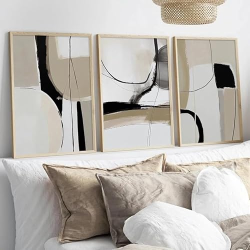 LZJAGXX Minimalistische Linien, Wandkunst, Poster, abstrakte Farbblockierung, Leinwandgemälde, Poster, Drucke, Heimdekoration für Schlafzimmer und Wohnzimmer (70 x 100 cm x 3/rahmenlos) von LZJAGXX