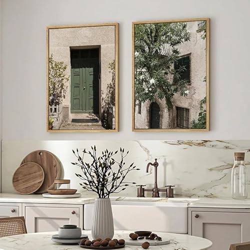 LZJAGXX Nordische Stadtstraßenlandschaft, Posterdruck, Bild, grüne Olivenbaumpflanze, Leinwandgemälde, Wohnzimmer, Wandkunst, Heimdekoration (50 x 70 cm x 2 / rahmenlos) von LZJAGXX