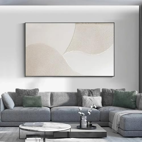 Moderne Kunst, strukturierte Wandkunst, weiße Wandkunst, Leinwanddruck, große abstrakte Gemälde für Wohnzimmer, Schlafzimmer, Dekoration (50 x 100 cm/Innenrahmen) von LZJAGXX