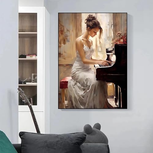 Vintage Elegante Frau Klavier Gemälde Druck auf Leinwand Musik Kunst Figur Poster und Drucke für Wohnzimmer Wohnkultur 20x30cm Rahmen Vintage Elegante Frau Klavier Gemälde Druck auf Leinwand Musik Kunst Figur Poster und Drucke für Wohnzimmer Wohnkultur 20x30cm Rahmen von LZJAGXX