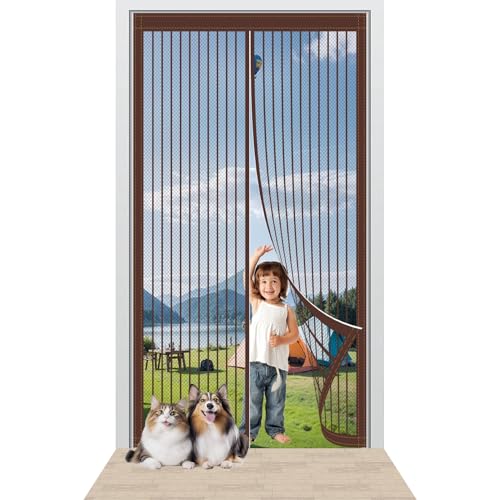 Fliegengitter Balkontür Magnet 84 x 215 cm Stärkere Magneten Insektenschutz Vorhang Ohne Bohren Einfache Installation für Holz/Aluminium Türen Und Balkon, Braun Fliegengitter Balkontür Magnet 84 x 215 cm Stärkere Magneten Insektenschutz Vorhang Ohne Bohren Einfache Installation für Holz/Aluminium Türen Und Balkon, Braun von LZJD