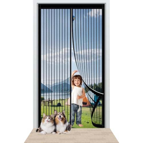 Fliegengitter Balkontür Magnet 94 x 206 cm Stärkere Magneten Insektenschutz Vorhang Ohne Bohren Einfache Installation für Holz/Aluminium Türen Und Balkon, Schwarz Fliegengitter Balkontür Magnet 94 x 206 cm Stärkere Magneten Insektenschutz Vorhang Ohne Bohren Einfache Installation für Holz/Aluminium Türen Und Balkon, Schwarz von LZJD