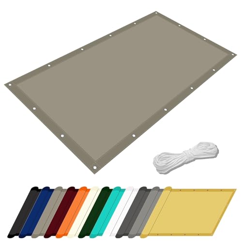 Sonnensegel Wasserdurchlässig 1.2 x 1.4 m Uv-Schutz Wetterfest Pergola Sonnensegel inkl Befestigungsseile für Garten Balkon Schwimmbad, Taupe von LZJD