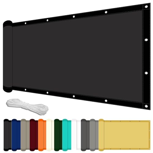 Sonnensegel mit Ösen 125 x 270 cm mit UV Schutz Terrasse Sonnensegel Premium PES Polyester für Balkon Garten Terrasse, Schwarz von LZJD