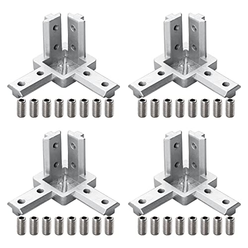 4 Stück Winkelverbinder 3-Wege Profilverbinder, Winkelverbinder, 20mm/30mm/40mm Aluminium Eck Verbinder Halter Aluprofil mit Schrauben (Typ 4040) von LZLUCKCOME