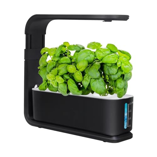 Hydroponische Anzuchtsysteme, Smart Garden mit LED-Pflanzenlampe, Automatisch Timer Indoor Kräutergarten Kit, Höhenverstellbar, Schwarz (3 Löcher) von LZLUCKCOME