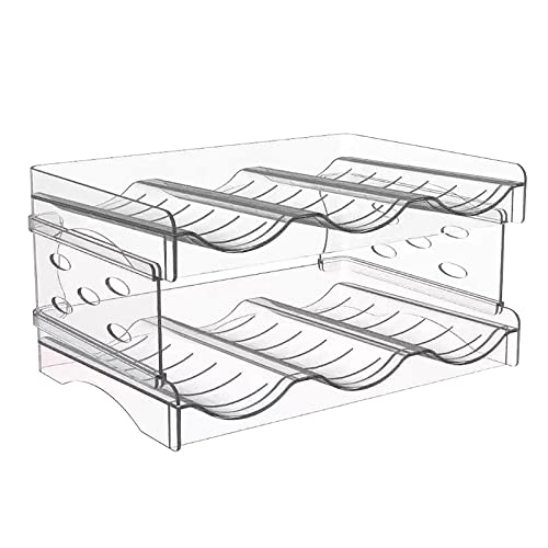 LZLUCKCOME Flaschenregal Stapelbar Weinregal, Aufbewahrung Flaschen Schrank, Kunststoff-Wasserflaschenhalter für Küchenarbeitsplatte, Schrank, Büro (2 Geschichte) von LZLUCKCOME