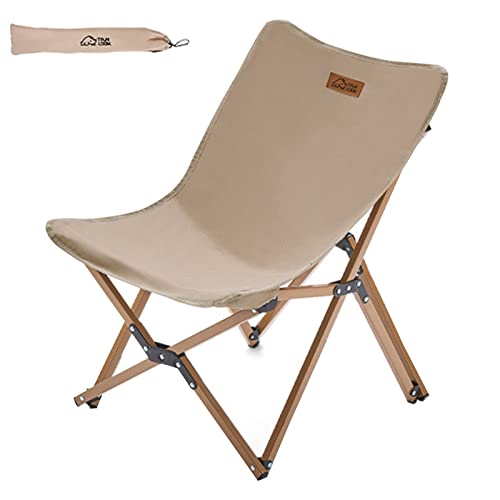 LZLUCKCOME Klappstuhl, Klappstuhl Camping, Holz Klappstuhl mit Leinen Sitzfläche, Mit 600D Oxford-Stoff Für Camping Draußen (Klein (49 * 48 * 68 cm)) von LZLUCKCOME