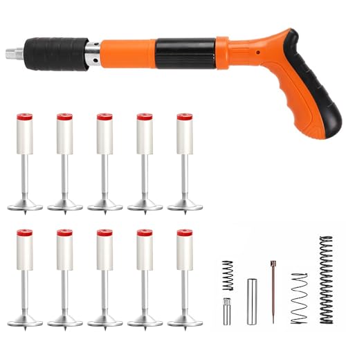 Manuelle Nagelpistole, verstellbare Nietpistole, Nail Tool Nagelpistole, Tragbar, Schalldämpfer, für Zementwand, Haushalt (Orange (Ein Anzug)) von LZLUCKCOME