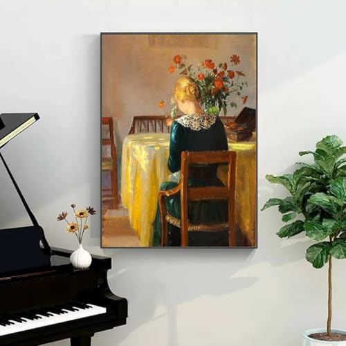 Frau liest antikes Gemälde auf Leinwand, Poster, Druck, Vintage-Wandkunst, Bilder, viktorianische Damen, Galeriekunst, Heimdekoration, 40 x 60 cm, rahmenlos von LZMASM