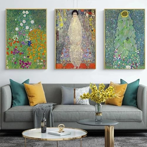 Klassisches, berühmtes Gustav Klimt-Kunstwerk mit abstrakter Figur, Kuss, Baum des Lebens, Posterdruck, Leinwandgemälde, Wandbild, Heimdekoration, 50 x 70 cm, 3-teilig, rahmenlos von LZMASM