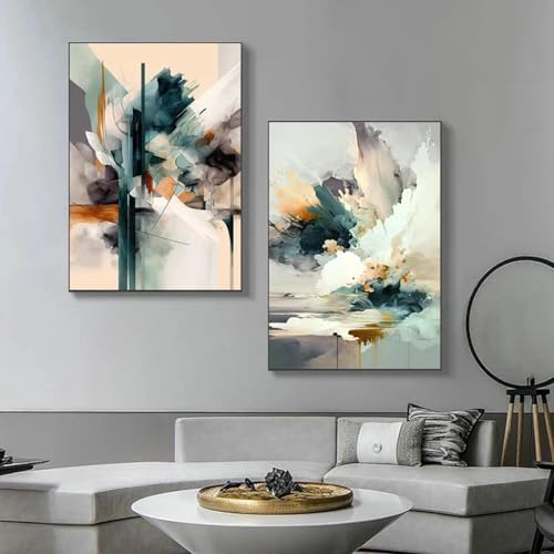 LZMASM Abstraktes nordisches Populärkunst-Poster, Leinwandbild, Wandkunst, Bilder für luxuriöses Wohnzimmer, Heimdekoration, ästhetisch, 50 x 70 cm, 2 Stück, rahmenlos von LZMASM
