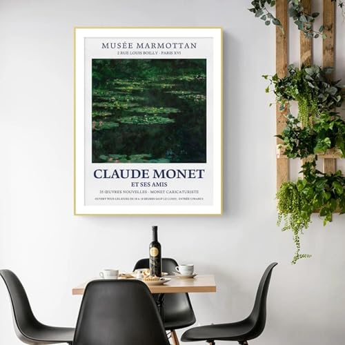 LZMASM Claude Monet Seerosen-Kunstposter, Druck, japanische Brücke, Seerosen, Eindruck, Leinwandgemälde, Wohnzimmer, Heimdekoration, 30 x 40 cm, rahmenlos von LZMASM