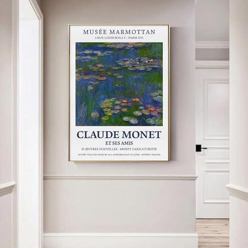 LZMASM Claude Monet Seerosen-Kunstposter, Druck, japanische Brücke, Seerosen, Eindruck, Leinwandgemälde, Wohnzimmer, Heimdekoration, 50 x 75 cm, rahmenlos von LZMASM